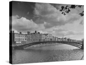 View of the Liffey River and the Metal Bridge in Dublin-Hans Wild-Stretched Canvas