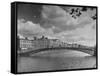 View of the Liffey River and the Metal Bridge in Dublin-Hans Wild-Framed Stretched Canvas
