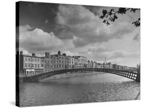 View of the Liffey River and the Metal Bridge in Dublin-Hans Wild-Stretched Canvas