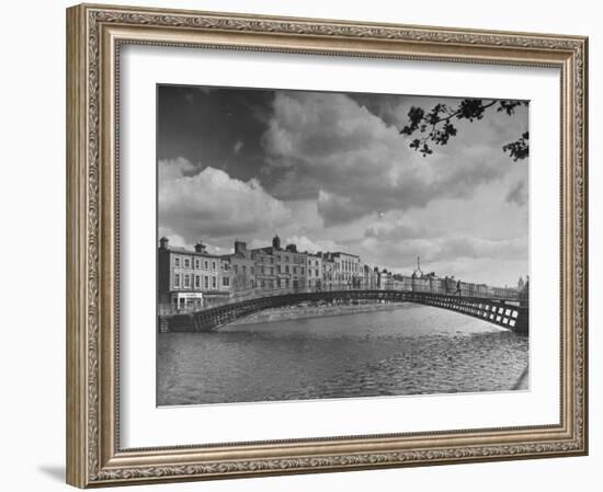 View of the Liffey River and the Metal Bridge in Dublin-Hans Wild-Framed Photographic Print