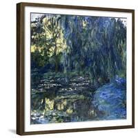 View of the Lilypond with Willow, C.1917-1919-Claude Monet-Framed Giclee Print