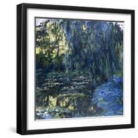 View of the Lilypond with Willow, C.1917-1919-Claude Monet-Framed Giclee Print