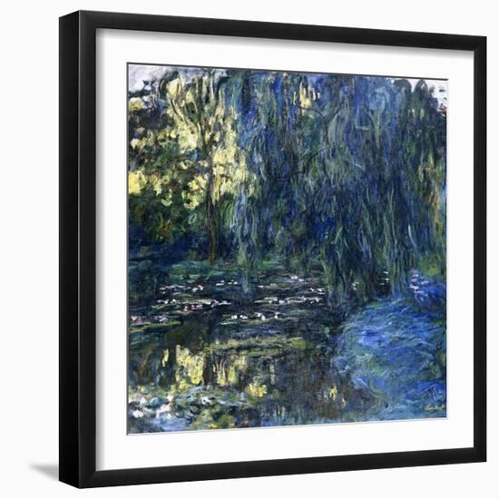 View of the Lilypond with Willow, C.1917-1919-Claude Monet-Framed Giclee Print