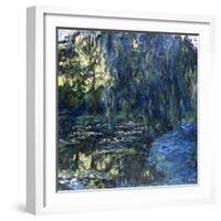 View of the Lilypond with Willow, C.1917-1919-Claude Monet-Framed Premium Giclee Print