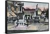 View of the Lithia Fountain Square - Ashland, OR-Lantern Press-Framed Stretched Canvas