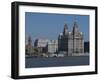 View of the Liverpool Skyline and the Liver Building, from the Mersey Ferry-Ethel Davies-Framed Photographic Print