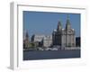 View of the Liverpool Skyline and the Liver Building, from the Mersey Ferry-Ethel Davies-Framed Photographic Print