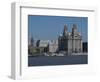 View of the Liverpool Skyline and the Liver Building, from the Mersey Ferry-Ethel Davies-Framed Photographic Print