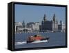 View of the Liverpool Skyline and the Liver Building, Taken from the Mersey Ferry-Ethel Davies-Framed Stretched Canvas