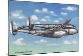 View of the Lockheed P-38 Lightning Interceptor Fighter-Lantern Press-Mounted Art Print