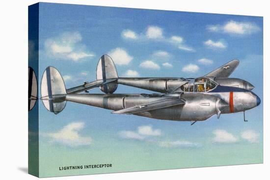 View of the Lockheed P-38 Lightning Interceptor Fighter-Lantern Press-Stretched Canvas