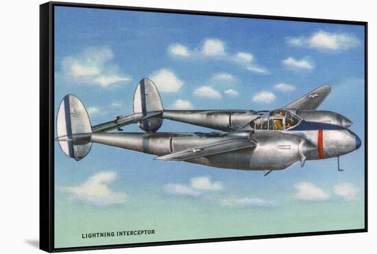 View of the Lockheed P-38 Lightning Interceptor Fighter-Lantern Press-Framed Stretched Canvas