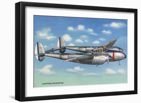 View of the Lockheed P-38 Lightning Interceptor Fighter-Lantern Press-Framed Art Print