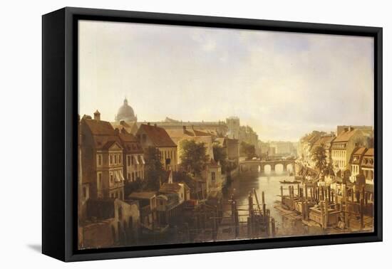 View of the Long Bridge from the Mühlendamm, 1850-Albert Schwendy-Framed Stretched Canvas
