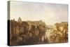 View of the Long Bridge from the Mühlendamm, 1850-Albert Schwendy-Stretched Canvas