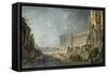 View of the Louvre, C1743-1807-Pierre Antoine De Machy-Framed Stretched Canvas