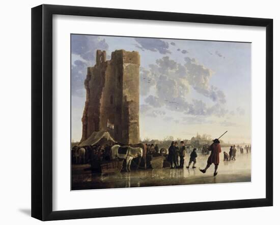 View of the Maas in Winter-Aelbert Cuyp-Framed Giclee Print