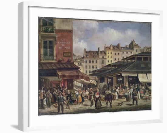 View of the Market at Les Halles, c. 1828-Guiseppe Canella-Framed Giclee Print