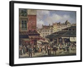 View of the Market at Les Halles, c. 1828-Guiseppe Canella-Framed Giclee Print