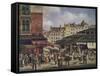 View of the Market at Les Halles, c. 1828-Guiseppe Canella-Framed Stretched Canvas