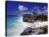 View of the Mayan site of Tulum, Yucatan, Mexico-Greg Johnston-Stretched Canvas