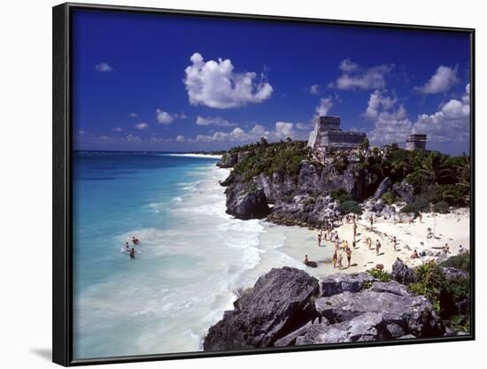 View of the Mayan site of Tulum, Yucatan, Mexico-Greg Johnston-Framed Photographic Print