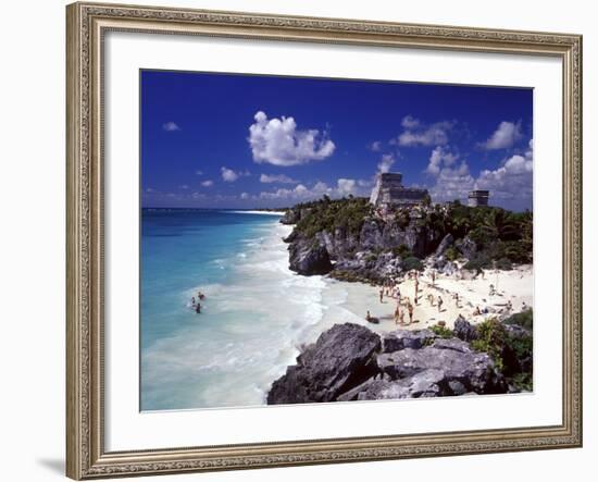 View of the Mayan site of Tulum, Yucatan, Mexico-Greg Johnston-Framed Photographic Print