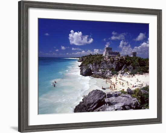 View of the Mayan site of Tulum, Yucatan, Mexico-Greg Johnston-Framed Photographic Print