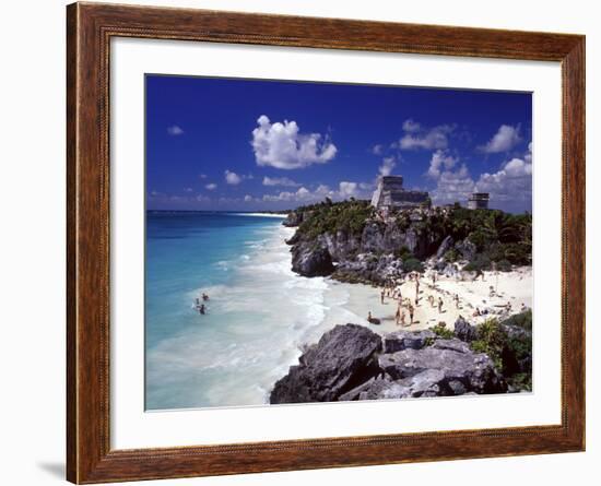 View of the Mayan site of Tulum, Yucatan, Mexico-Greg Johnston-Framed Photographic Print