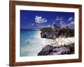 View of the Mayan site of Tulum, Yucatan, Mexico-Greg Johnston-Framed Photographic Print