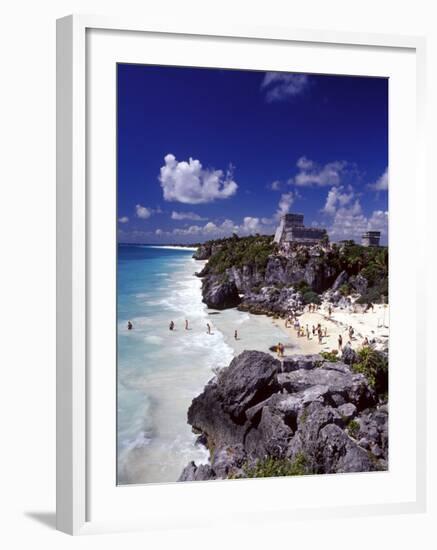 View of the Mayan site of Tulum, Yucatan, Mexico-Greg Johnston-Framed Photographic Print