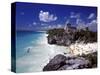 View of the Mayan site of Tulum, Yucatan, Mexico-Greg Johnston-Stretched Canvas