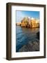 View of the medieval village of Polignano a Mare on top of the cliff at sunset, Bari, Adriatic Sea-Paolo Graziosi-Framed Photographic Print
