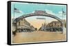 View of the Modesto Welcoming Arch - Modesto, CA-Lantern Press-Framed Stretched Canvas