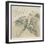 View of the Monkey Bridge, 1824-Toyota Hokkei-Framed Giclee Print