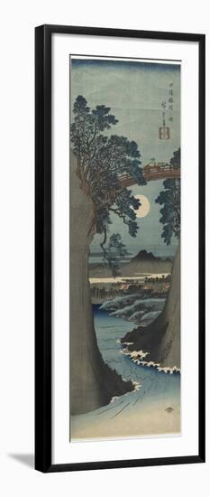 View of the Monkey Bridge in Koshu Province, 1841-1842-Utagawa Hiroshige-Framed Giclee Print
