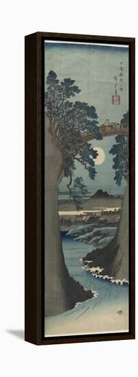 View of the Monkey Bridge in Koshu Province, 1841-1842-Utagawa Hiroshige-Framed Stretched Canvas