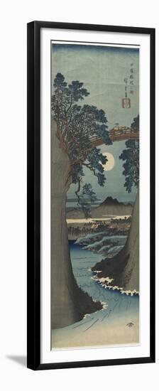 View of the Monkey Bridge in Koshu Province, 1841-1842-Utagawa Hiroshige-Framed Premium Giclee Print