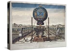 View of the Montgolfier Brothers' Balloon Experiment in the Garden of M. Reveillon-Claude Louis Desrais-Stretched Canvas
