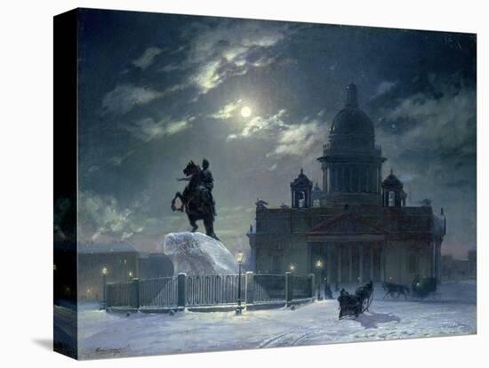 View of the Monument to Peter the Great in Senate Square, St. Petersburg, 1870-Vasilii Ivanovich Surikov-Stretched Canvas