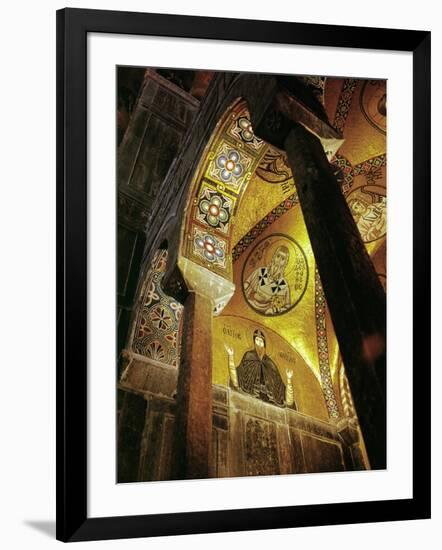 View of the Mosaic of the Hermit Hosios Loukas and Vaulted Ceiling Above Seen Across an Arch-null-Framed Giclee Print