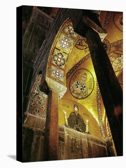 View of the Mosaic of the Hermit Hosios Loukas and Vaulted Ceiling Above Seen Across an Arch-null-Stretched Canvas