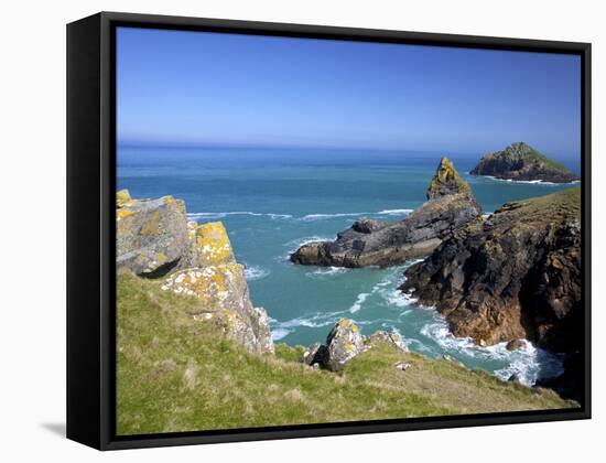 View of the Mouls Off Rumps Point, Pentire Headland, Polzeath, North Cornwall, England, Uk-Peter Barritt-Framed Stretched Canvas