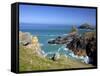 View of the Mouls Off Rumps Point, Pentire Headland, Polzeath, North Cornwall, England, Uk-Peter Barritt-Framed Stretched Canvas