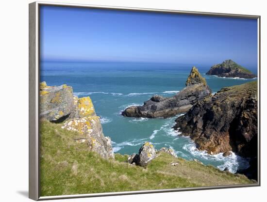 View of the Mouls Off Rumps Point, Pentire Headland, Polzeath, North Cornwall, England, Uk-Peter Barritt-Framed Photographic Print