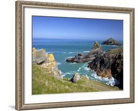 View of the Mouls Off Rumps Point, Pentire Headland, Polzeath, North Cornwall, England, Uk-Peter Barritt-Framed Photographic Print