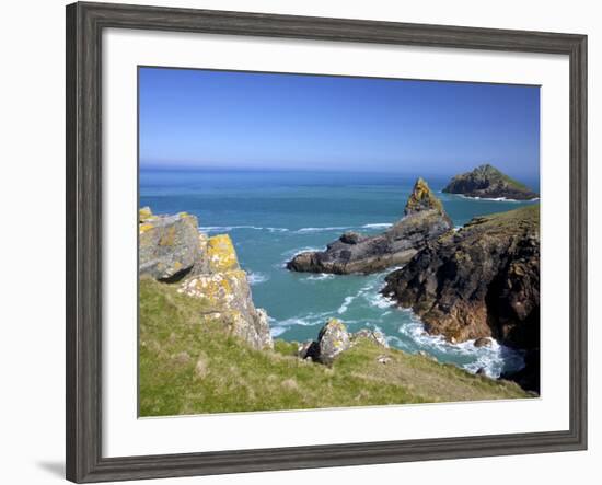 View of the Mouls Off Rumps Point, Pentire Headland, Polzeath, North Cornwall, England, Uk-Peter Barritt-Framed Photographic Print