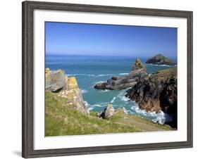 View of the Mouls Off Rumps Point, Pentire Headland, Polzeath, North Cornwall, England, Uk-Peter Barritt-Framed Photographic Print