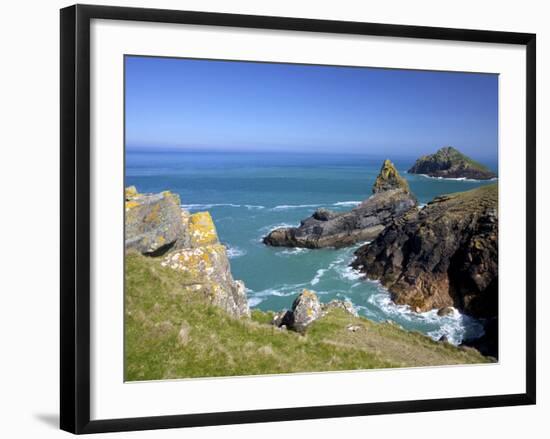 View of the Mouls Off Rumps Point, Pentire Headland, Polzeath, North Cornwall, England, Uk-Peter Barritt-Framed Photographic Print