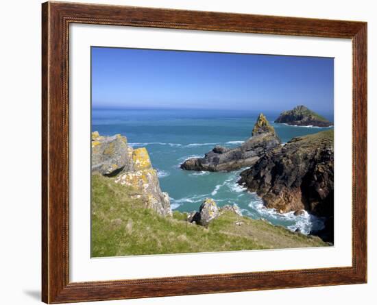 View of the Mouls Off Rumps Point, Pentire Headland, Polzeath, North Cornwall, England, Uk-Peter Barritt-Framed Photographic Print